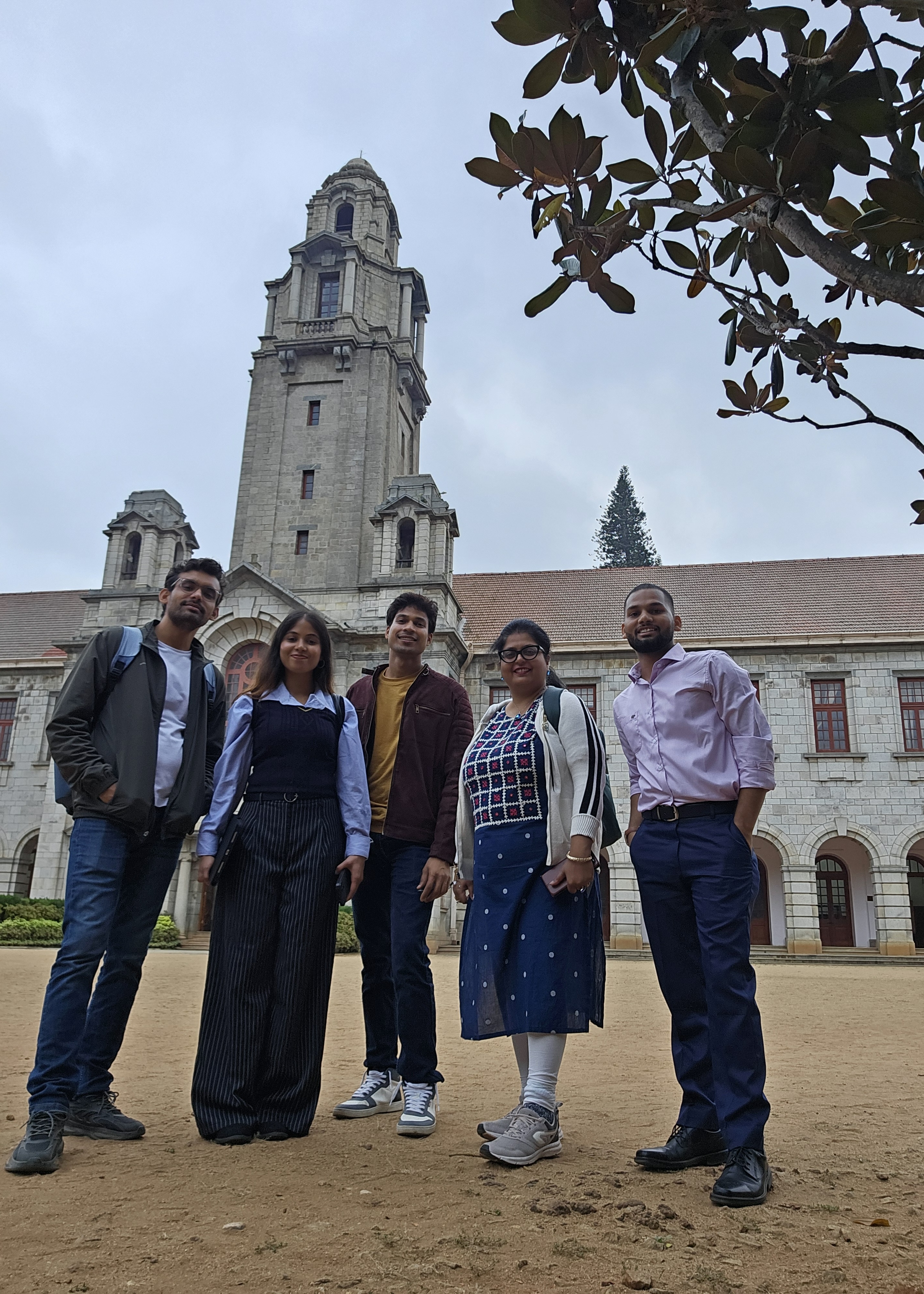 Group photo in front of IISc iconic building